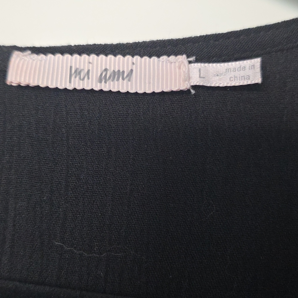 Black Top/Dress with Pink, Pale Green, & White Floral Embroidery Size Large - Picture 4 of 5